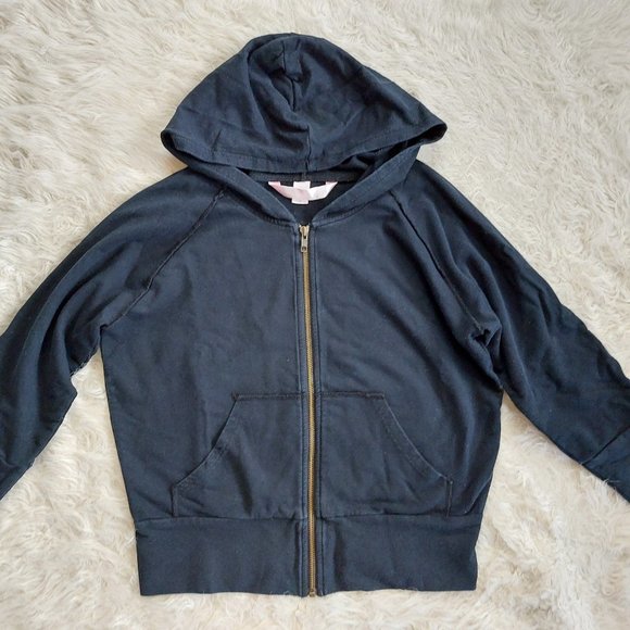 Victoria's Secret Jeweled Diamond Skull Cropped 3/4 Sleeve Hooded Zip Sweatshirt - Picture 3 of 10